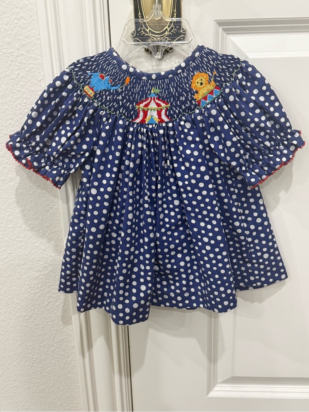 Baby Girls Southern Sunshine Boutique Polka Dot Smocked Circus Dress Size 18 Mo
